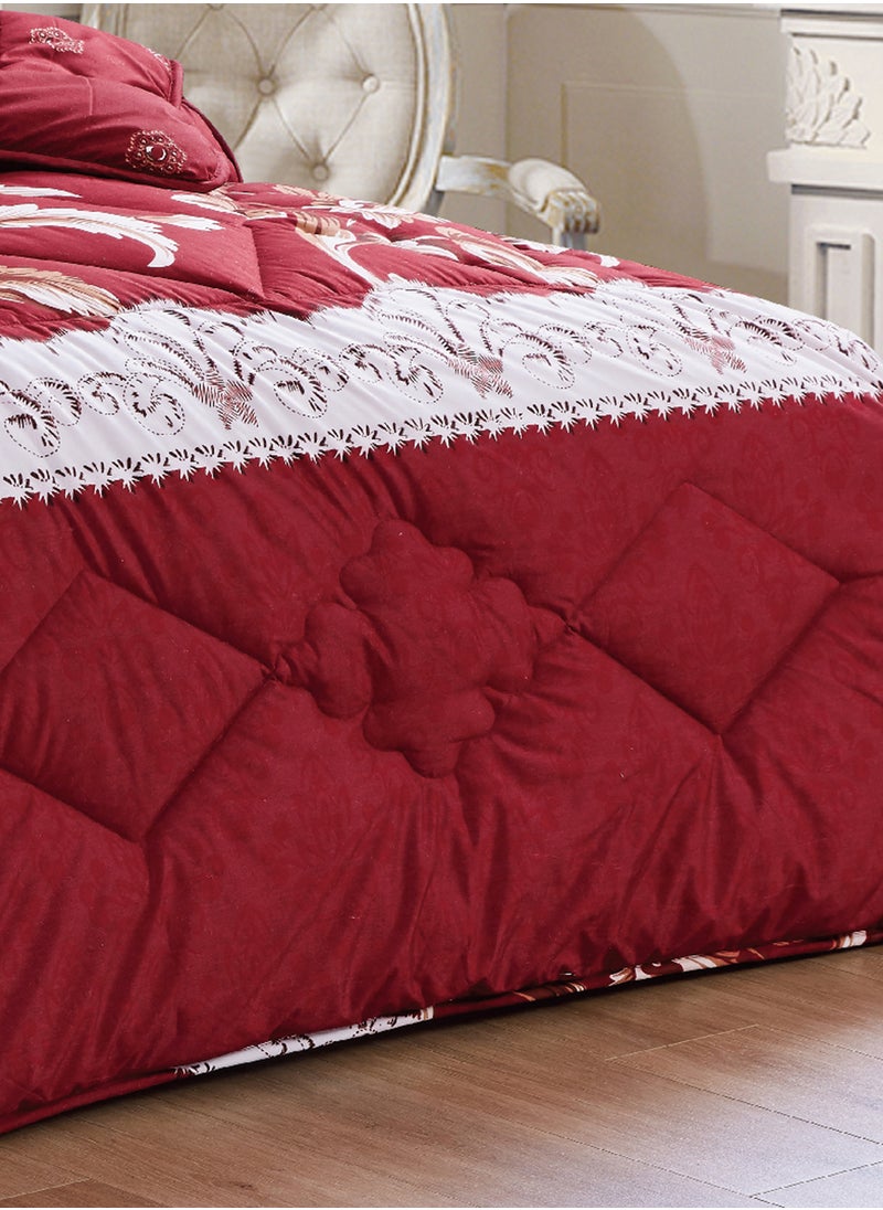 Moon - Bed In A Bag Medium Filling King Size Comforter Set, 10 Pcs Floral Bedding Set Size 220 X 240 Cm with Comforter, Quilted Bed Skirt, Pillowcases, Cushion & Bedroom Slipper, Multicolor - Image 1