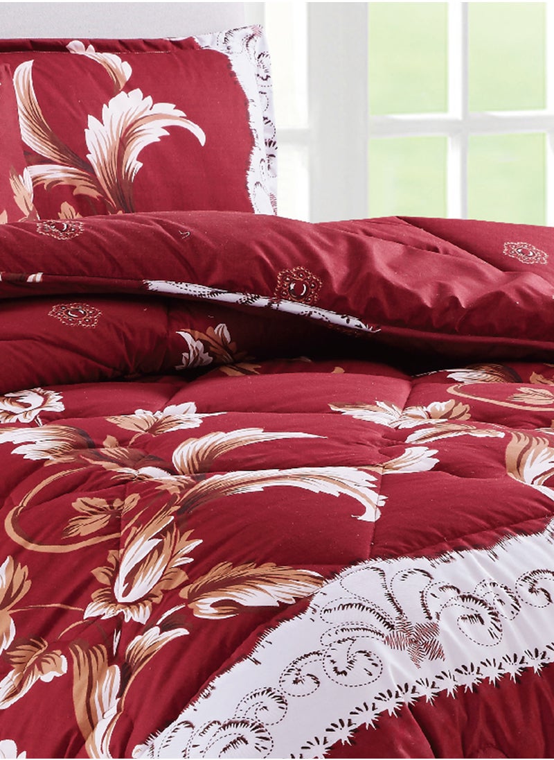 Moon - Bed In A Bag Medium Filling King Size Comforter Set, 10 Pcs Floral Bedding Set Size 220 X 240 Cm with Comforter, Quilted Bed Skirt, Pillowcases, Cushion & Bedroom Slipper, Multicolor - Image 1