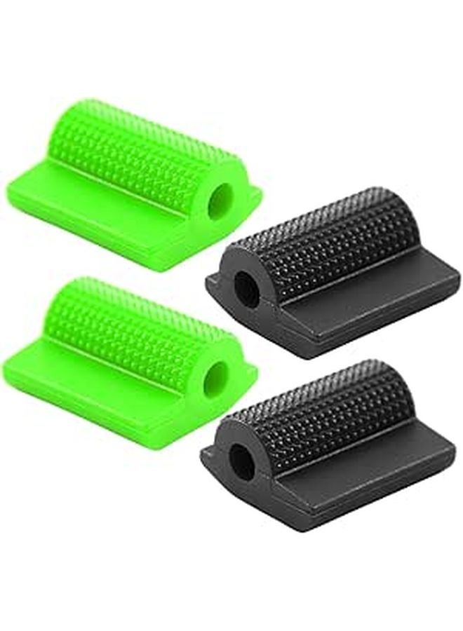 Universal Motorcycle Shifter Gear Lever Rubber Covers Anti Slip Protection Set 4Pcs Green Black - Image 1