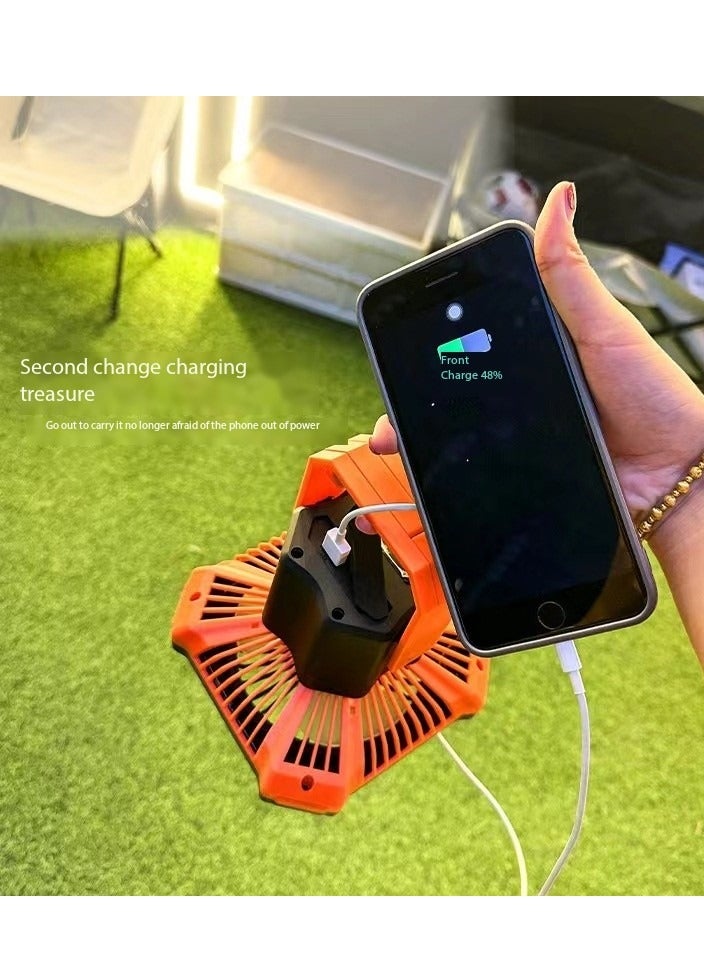 general Multi-functional Lithium Battery Camping Fan, Outdoor Led Night Light Lighting, Remote Control Portable Wall Charging Tent Ceiling Fan - Image 3