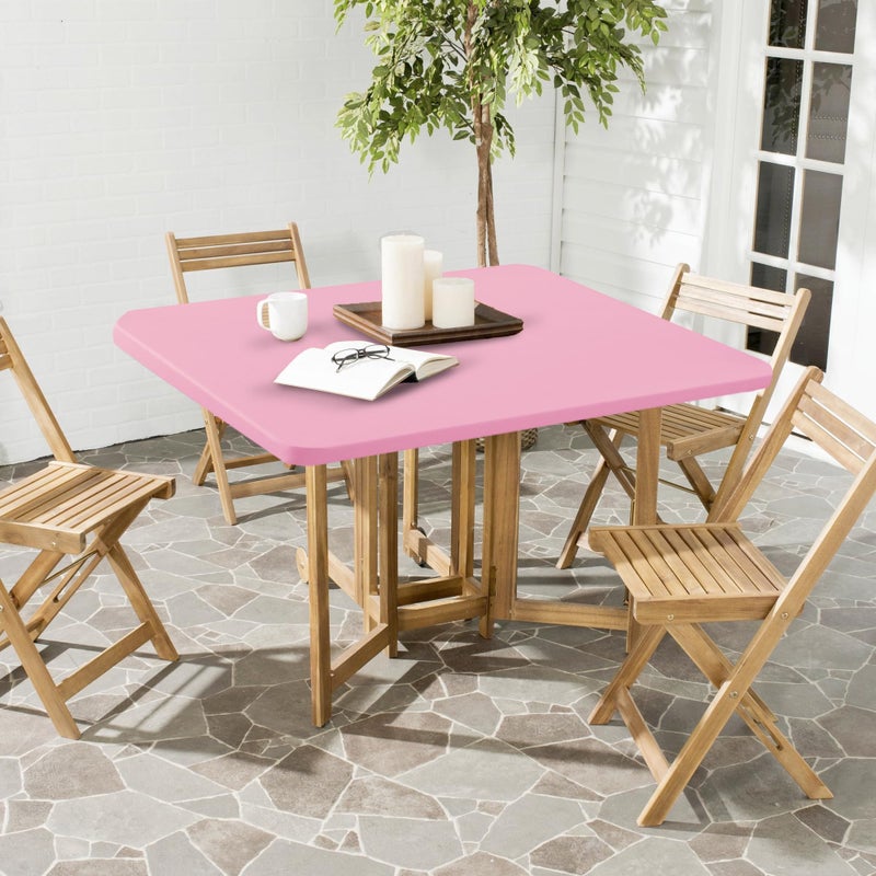 Enjoyidea Fitted Square Tablecloth 36x36 Inch-2 Pack Pink Elastic Spandex Table Clothes-Small Stretch Card Folding Table Cover Topper Cap for Kitchen Dining Picnic Patio Outdoor Party Tables - Image 2