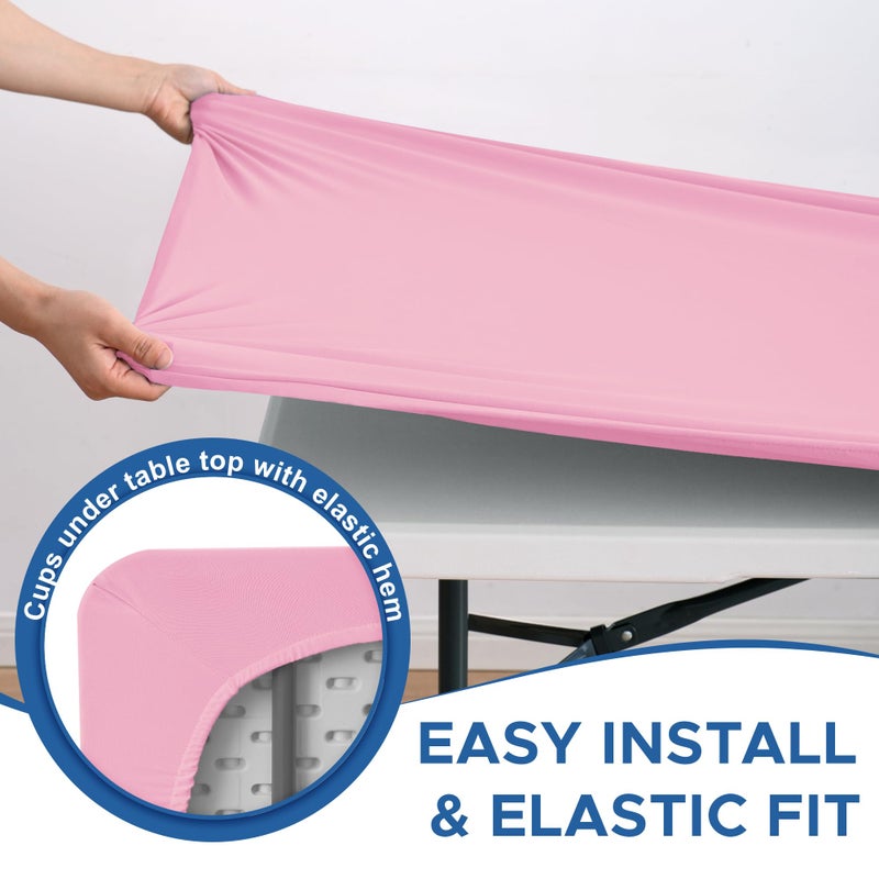 Enjoyidea Fitted Square Tablecloth 36x36 Inch-2 Pack Pink Elastic Spandex Table Clothes-Small Stretch Card Folding Table Cover Topper Cap for Kitchen Dining Picnic Patio Outdoor Party Tables - Image 3