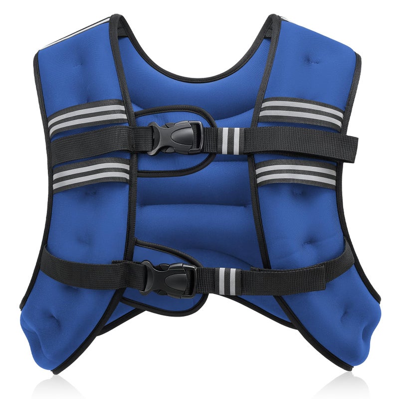 ZELUS Weighted Vest, 6lb/8lb/12lb/16lb/20lb/25lb/30lb Weight Vest with Reflective Stripe for Workout, Strength Training, Running, Fitness, Muscle Building, Weight Loss, Weightlifting, Blue(16 lb) - Image 1