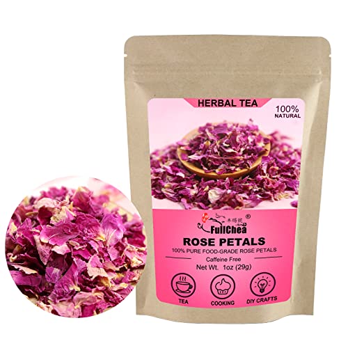 FullChea - Dried Rose Petals - 1oz/29g - Edible Flowers Real Rose Petals - Non-GMO - Caffeine-free - Use in Tea, Baking, Crafting - Image 1