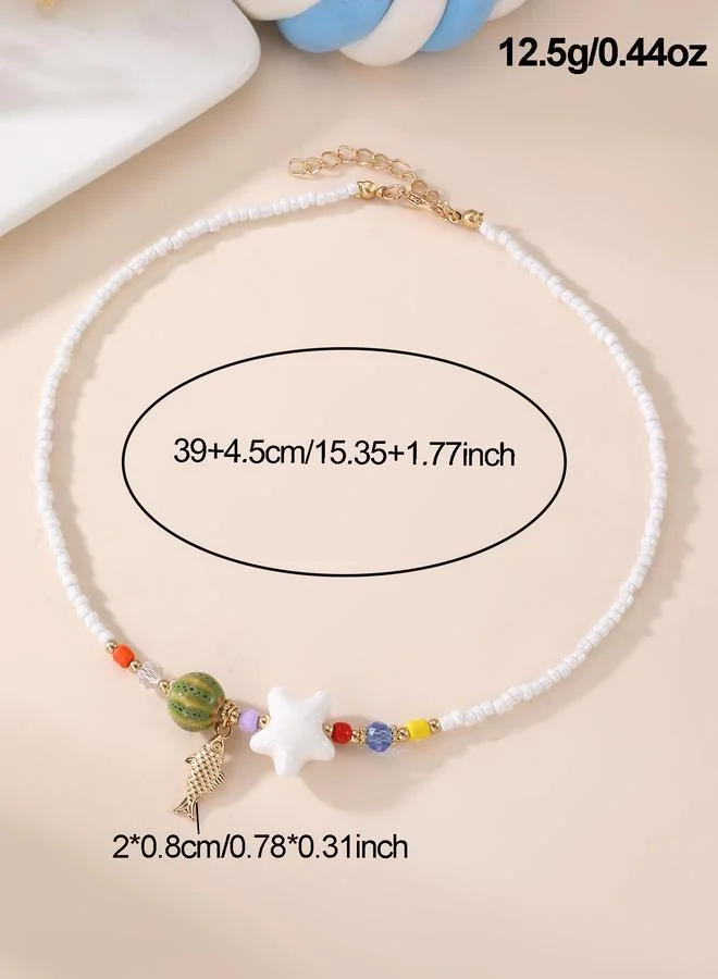 Take Two  Girls Multi-Color Star and Fish Charm Pendant Necklace for Women | Best Price UAE