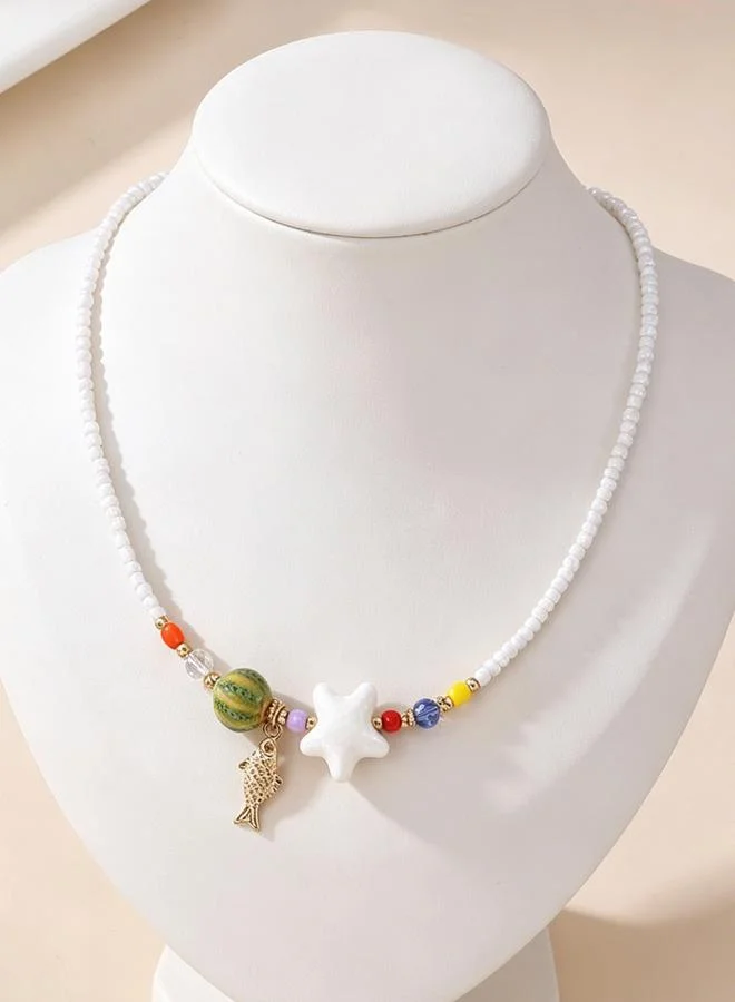 Take Two  Girls Multi-Color Star and Fish Charm Pendant Necklace for Women | Best Price UAE