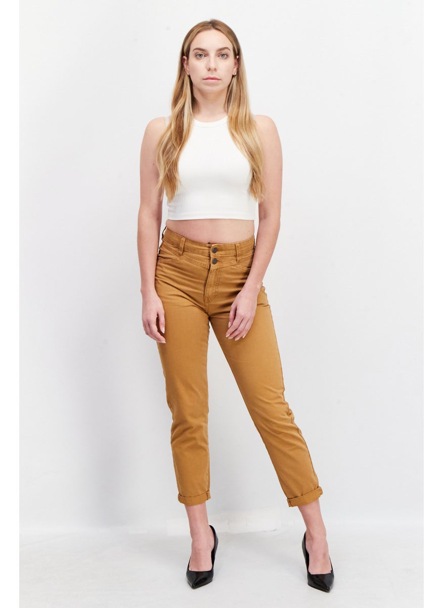 EDC Women Regular Fit Solid Chino Pants, Light Brown  - Image 4