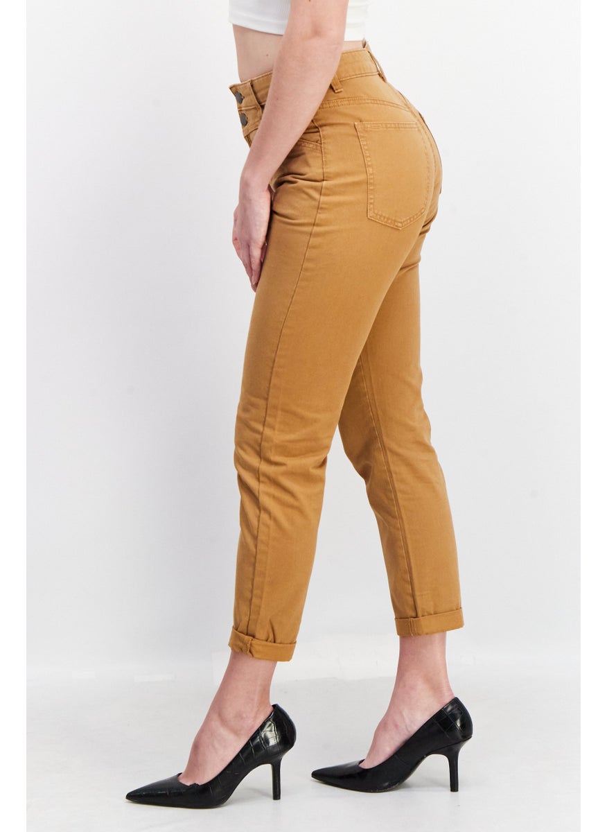 EDC Women Regular Fit Solid Chino Pants, Light Brown  - Image 3