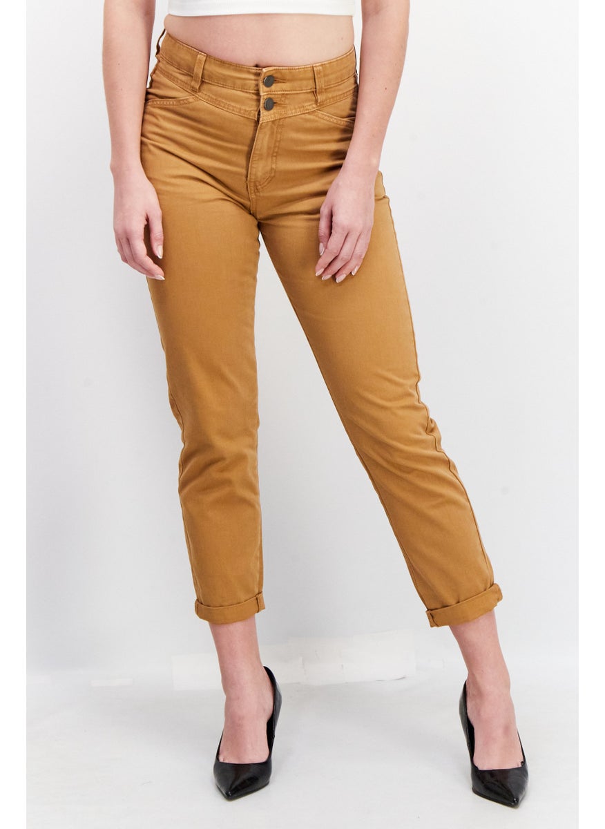 EDC Women Regular Fit Solid Chino Pants, Light Brown  - Image 1