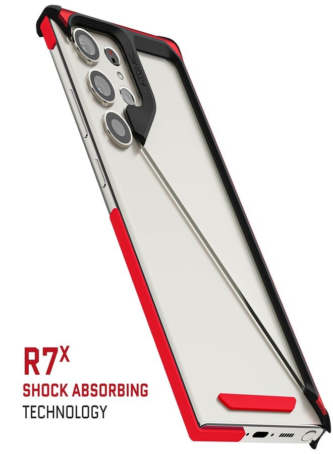 جوستك جراب Ghostek ATOMIC النحيف لهاتف S23 Ultra مع ظهر شفاف وحافة معدنية من الألومنيوم، وإمكانية الوصول إلى قلم S Pen، وغطاء حماية للهاتف مقاوم للصدمات من الدرجة العسكرية، مصمم لهاتف Samsung Galaxy S23 Ultra (6.8 بوصة) لعام 2023 (أحمر). - Image 4