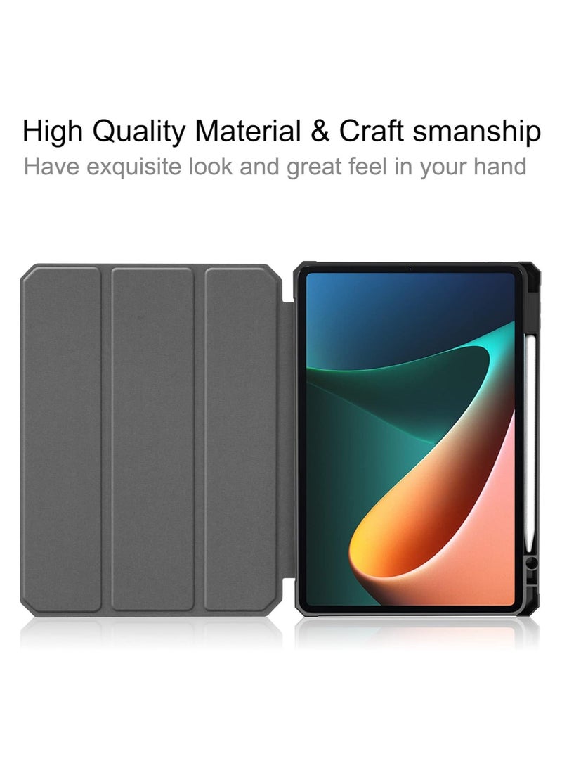 Arabest Slim Light Smart Stand Soft TPU Shell Tablet Cover Cases for Xiaomi Pad 5/5 Pro 11in (Black) - Image 2