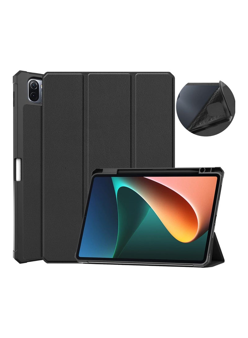 Arabest Slim Light Smart Stand Soft TPU Shell Tablet Cover Cases for Xiaomi Pad 5/5 Pro 11in (Black) - Image 1