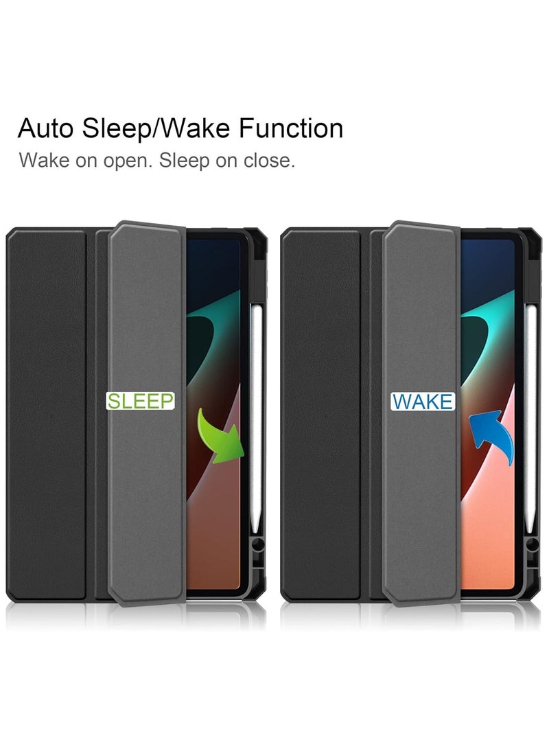 Arabest Slim Light Smart Stand Soft TPU Shell Tablet Cover Cases for Xiaomi Pad 5/5 Pro 11in (Black) - Image 3