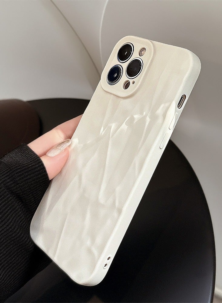 Phone Case for iPhone 15 Pro Max Case White Crinkle - Velvet Feel, Anti-Yellowing, Anti-Overheat Design - Image 1