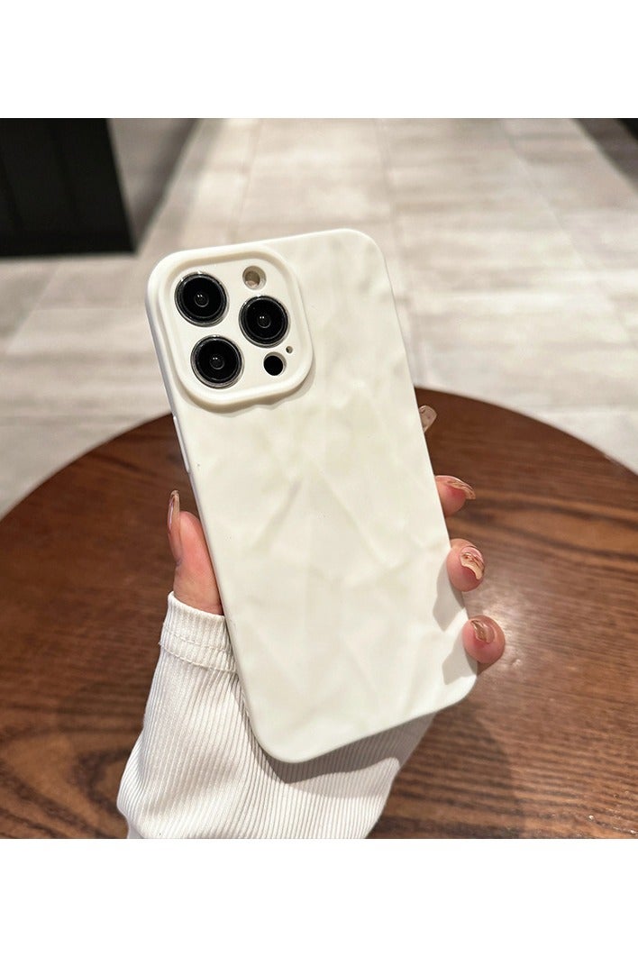 Phone Case for iPhone 15 Pro Max Case White Crinkle - Velvet Feel, Anti-Yellowing, Anti-Overheat Design - Image 2