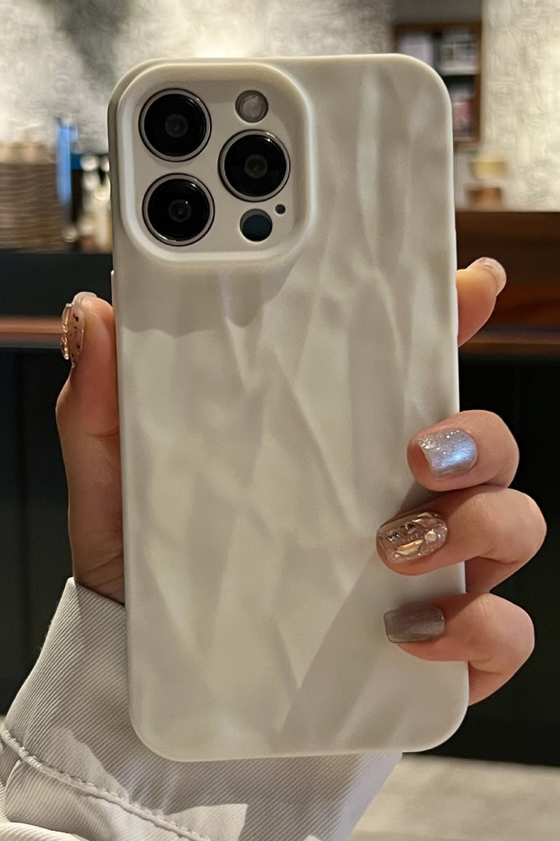 Phone Case for iPhone 15 Pro Max Case White Crinkle - Velvet Feel, Anti-Yellowing, Anti-Overheat Design - Image 4