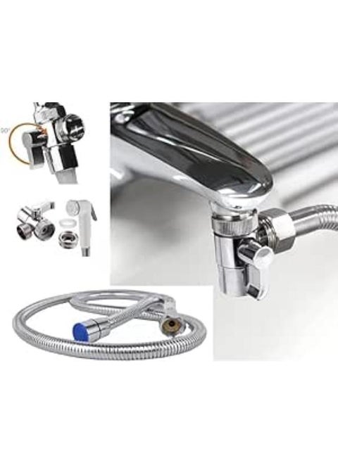 Portable Travel Bidet With A Carefully Designed Design For Travelers, With A 200 Cm Long Hose + Hanger + Bidet Handle + Adapter + Tire Conversion Bridge Code Shamsegy