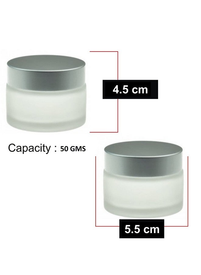 ديفينيز برطمانات مستحضرات تجميل زجاجية مستديرة متعددة الأغراض، 50 جرام (عبوة من 4 قطع) مع بطانات داخلية وأغطية فضية، برطمانات سفر، قابلة لإعادة التعبئة لمستحضرات التجميل والكريمات واللوشن وطلاء ظلال العيون والمجوهرات ومنتجات التجميل - Image 3