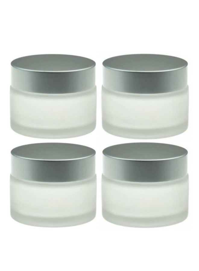 ديفينيز برطمانات مستحضرات تجميل زجاجية مستديرة متعددة الأغراض، 50 جرام (عبوة من 4 قطع) مع بطانات داخلية وأغطية فضية، برطمانات سفر، قابلة لإعادة التعبئة لمستحضرات التجميل والكريمات واللوشن وطلاء ظلال العيون والمجوهرات ومنتجات التجميل - Image 1