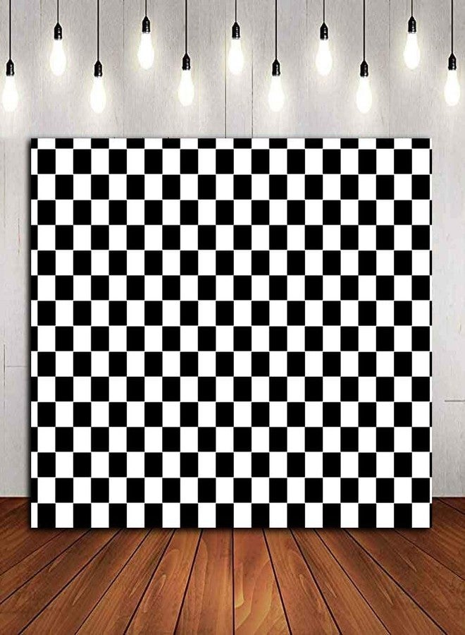 Fanghui Cosplay Party Banner Checkered Flag Photography Backdrop Vinyl 7x5ft Photo Background White and Black Racing Checker Texture Grid Birthday Chess Board Decoration Supplies Photo Booth Studio Props - Image 3