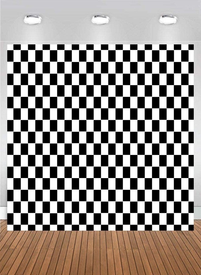 Fanghui Cosplay Party Banner Checkered Flag Photography Backdrop Vinyl 7x5ft Photo Background White and Black Racing Checker Texture Grid Birthday Chess Board Decoration Supplies Photo Booth Studio Props - Image 4