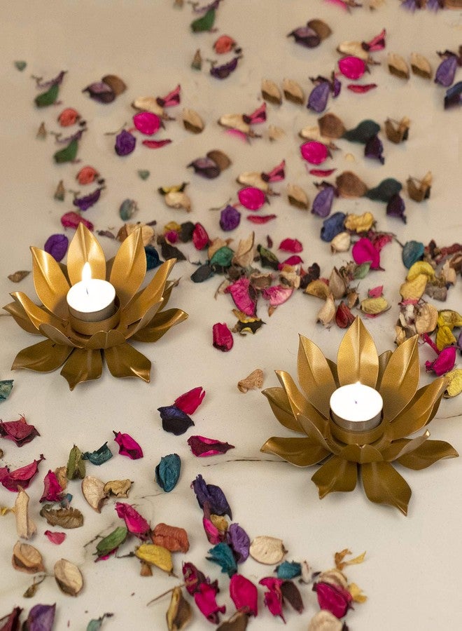 Kaameri Bazaar Lotus Tealight Holder with Tealight for Diwali Decoration (Pack of 2) tealight Holder, Candle Holder, Lotus Candle Holder, Decoration, Gift - Image 5