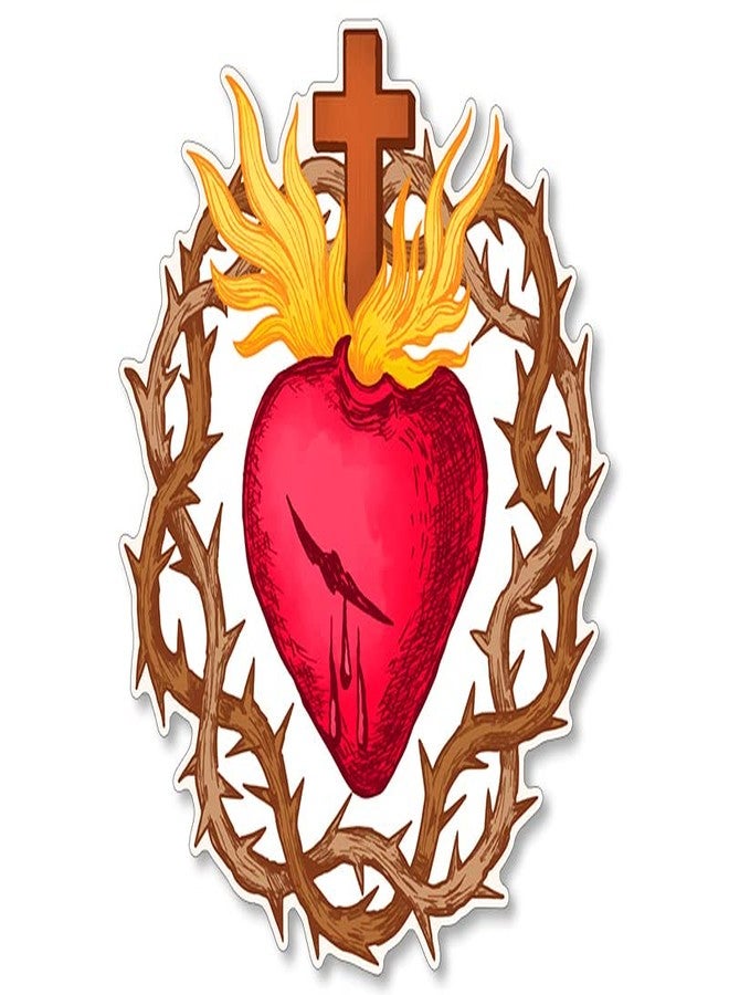 AV Sacred Heart Sticker (Crown of Thorns God Love Catholic Decal Christian Vinyl for Cars, Trucks, Laptop (3 inch) - Image 2