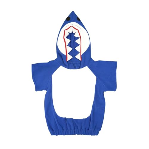 EraSpooky Shark Short Hoodie for Kids Boys Toddler Shark Costume Halloween Animal Outfit Short Sleeve Blue - Image 5