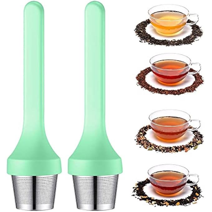 Philbinden Tea InfuserExtra Fine Mesh Tea Cup Filter Silicone Handle Perfect Tea Steeper For Loose Leaf Tea Or Herbal Tea For Mugs  Teapot Easy Clean And Safe Green  Green - Image 1