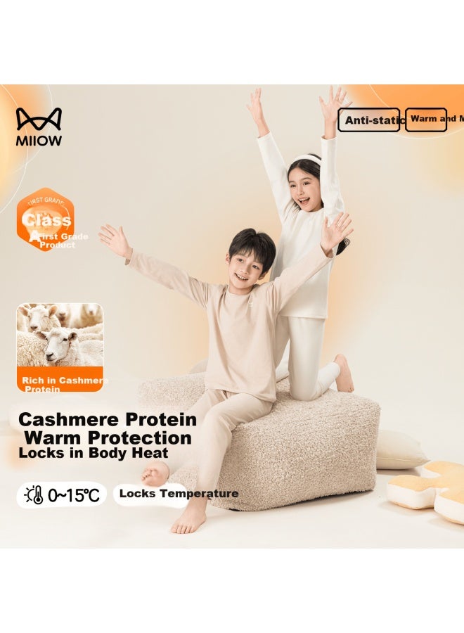 MIIOW Kids Thermal Underwear Pure Cotton Boys And Girls Autumn Long Johns Double-layer Quilted Thickened Set Autumn Winter - Image 2