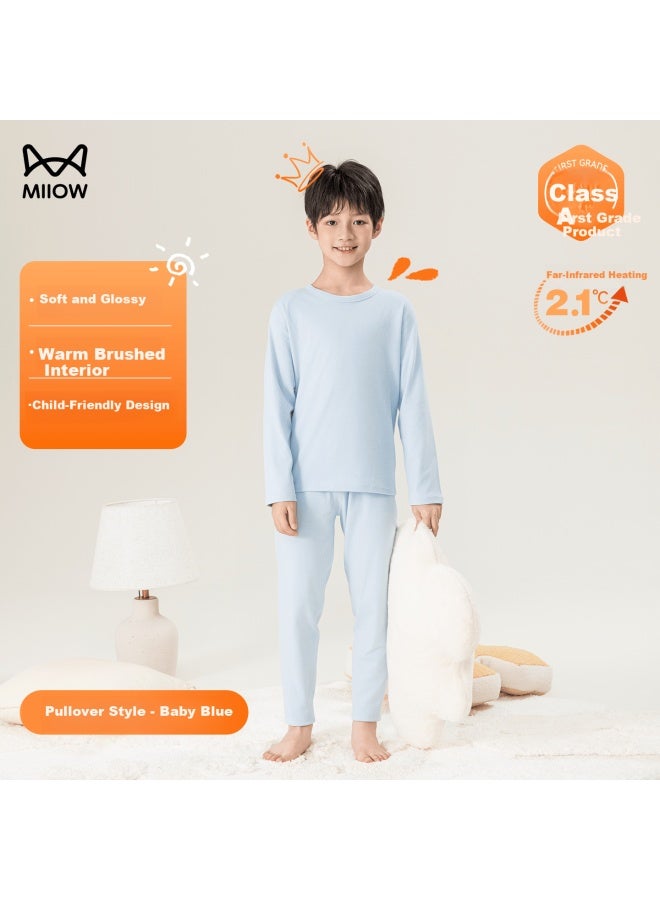 MIIOW Kids Thermal Underwear Pure Cotton Boys And Girls Autumn Long Johns Double-layer Quilted Thickened Set Autumn Winter - Image 1