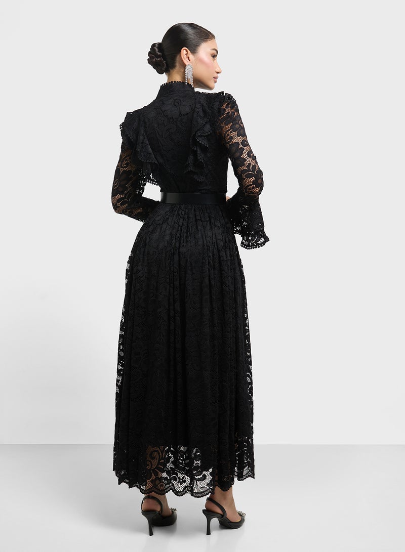 Khizana Lace Ruffle Midi Dress - Image 2