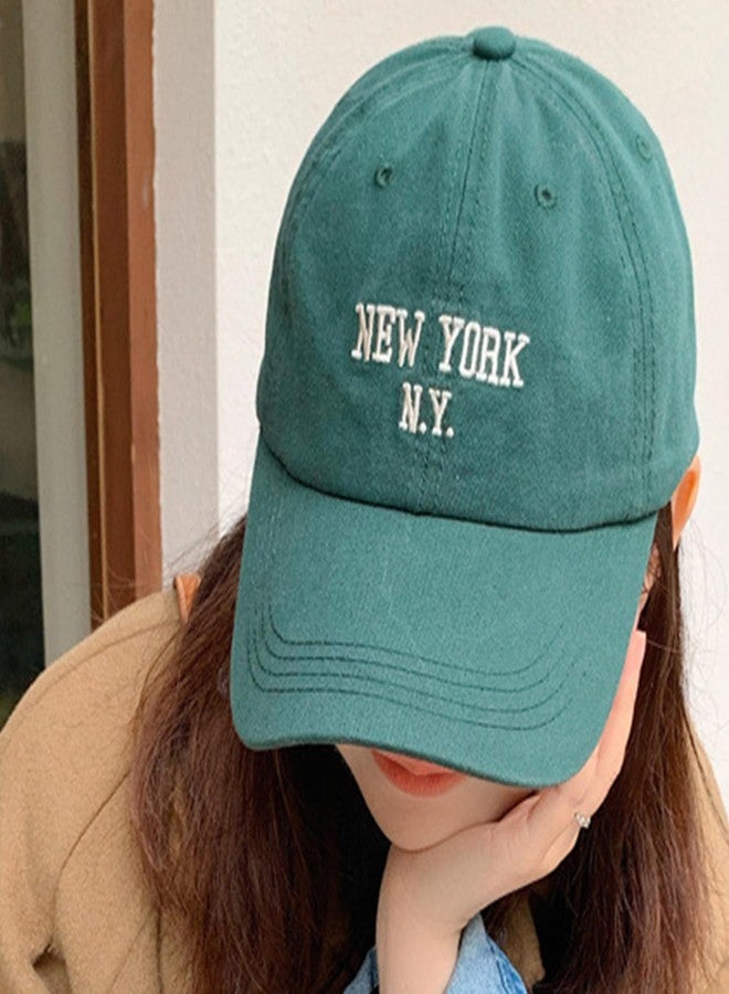 IZUS Vintage New-York-Embroidered Distressed-Cotton Unstructured-Baseball-Caps Unisex Adjustable-Strapback Twill-Dad-Hat (US, Alpha, One Size, Newyork-Green) - Image 2