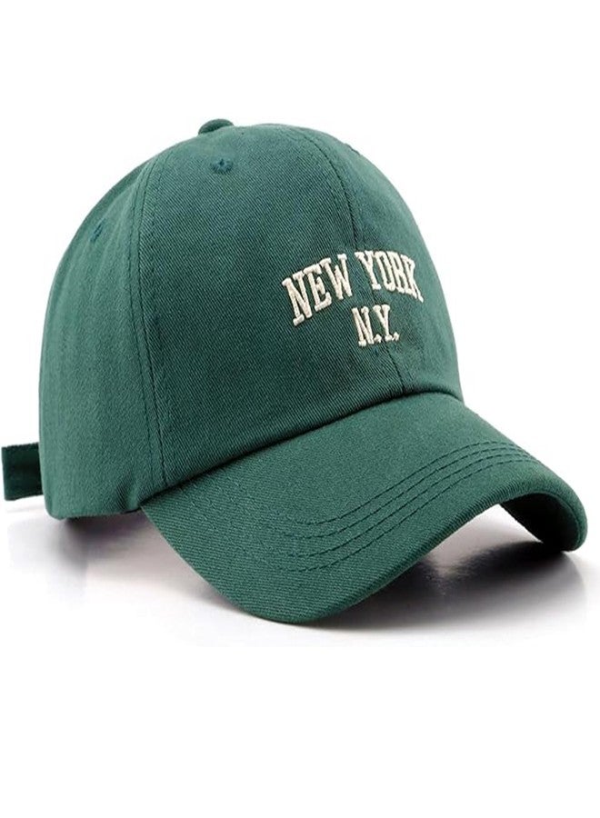 IZUS Vintage New-York-Embroidered Distressed-Cotton Unstructured-Baseball-Caps Unisex Adjustable-Strapback Twill-Dad-Hat (US, Alpha, One Size, Newyork-Green) - Image 1