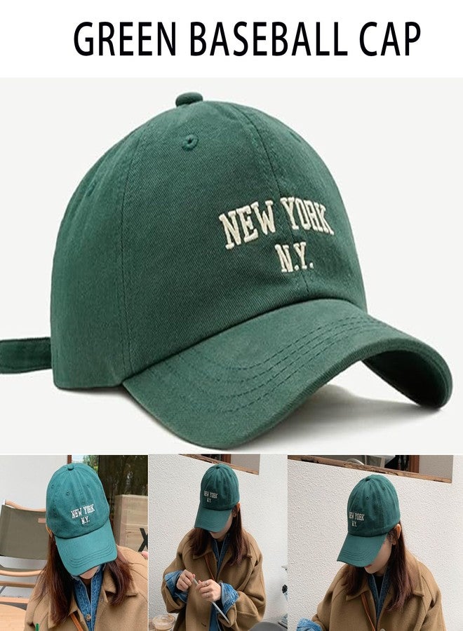 IZUS Vintage New-York-Embroidered Distressed-Cotton Unstructured-Baseball-Caps Unisex Adjustable-Strapback Twill-Dad-Hat (US, Alpha, One Size, Newyork-Green) - Image 3