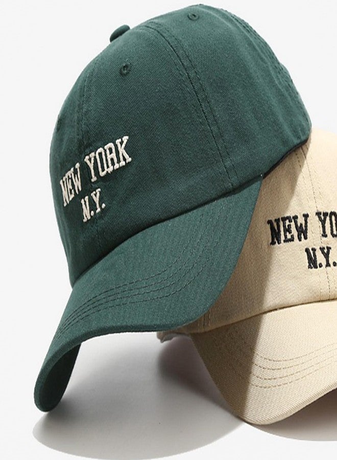 IZUS Vintage New-York-Embroidered Distressed-Cotton Unstructured-Baseball-Caps Unisex Adjustable-Strapback Twill-Dad-Hat (US, Alpha, One Size, Newyork-Green) - Image 4