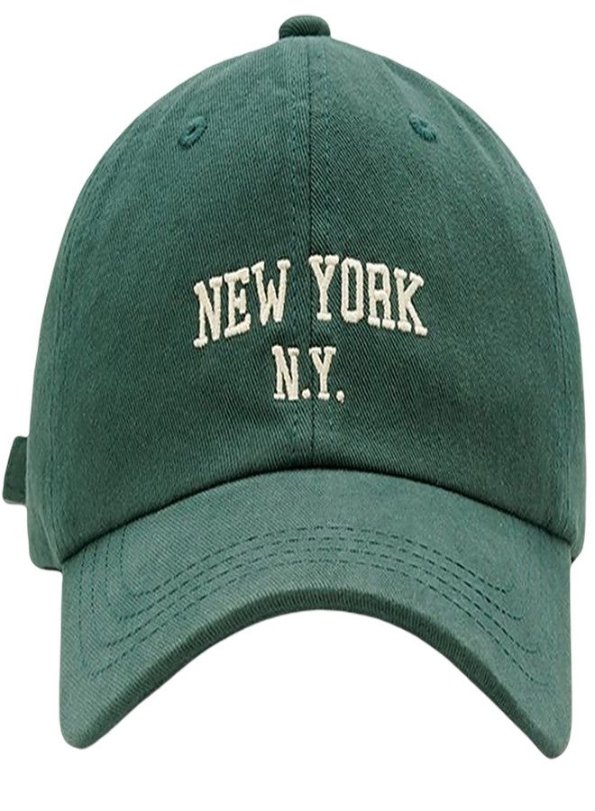 IZUS Vintage New-York-Embroidered Distressed-Cotton Unstructured-Baseball-Caps Unisex Adjustable-Strapback Twill-Dad-Hat (US, Alpha, One Size, Newyork-Green) - Image 5