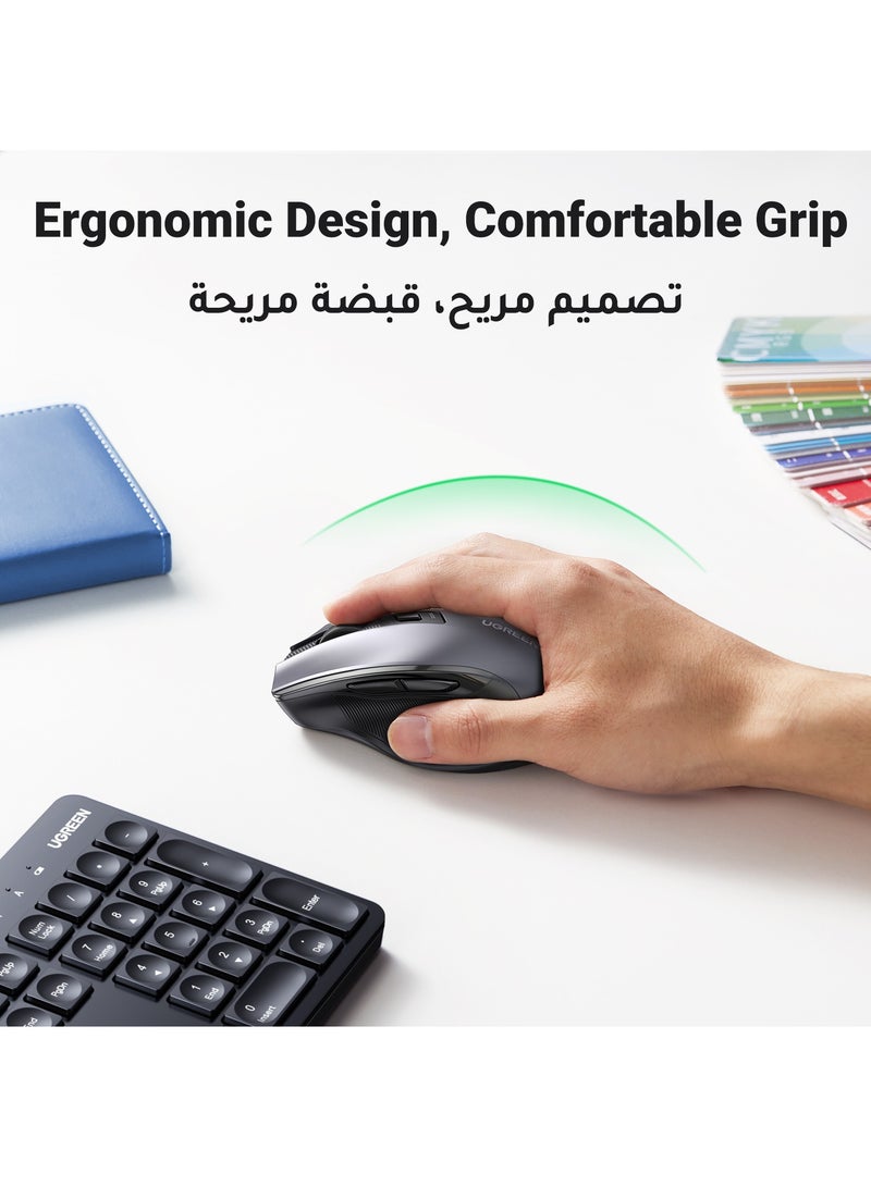 Ugreen Wireless Keyboard English/Arabic and Mouse Combo, 2.4G Ergonomic Computer Keyboard Mouse with USB Receiver for PC, Laptop, Desktop, 5 DPI Adjustable/104 Keys Number Pad, Silent Compact USB Mouse Keyboard Set - Image 3