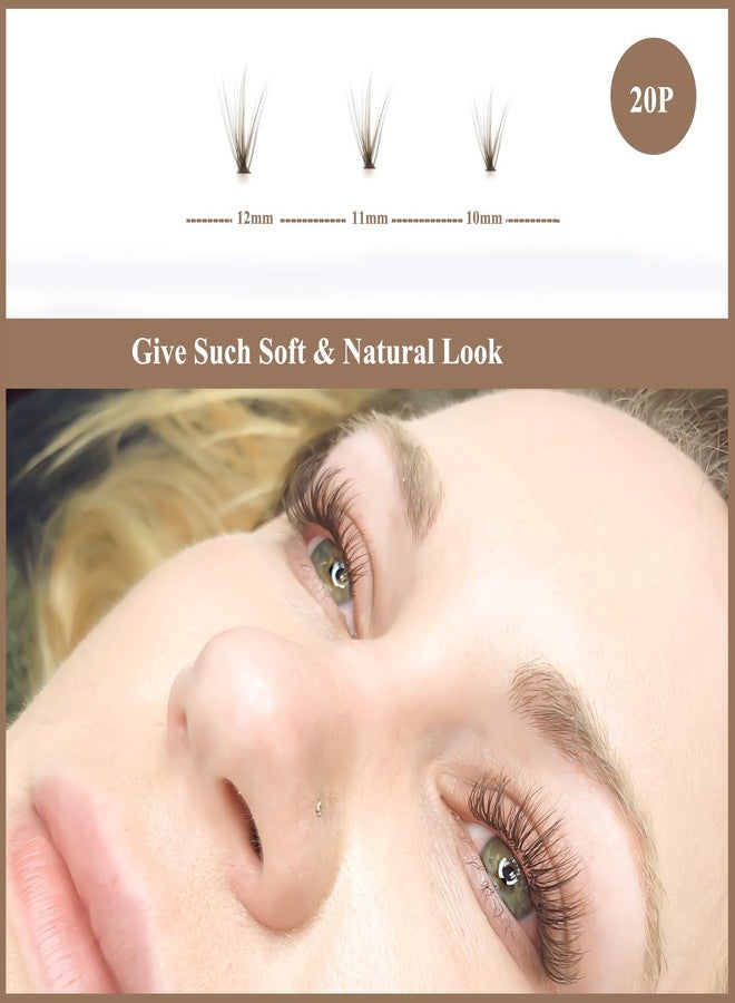 DAODER Brown Lash Clusters Natural Individual Lashes Short Cluster Eyelash Extension C Curl 10-12mm 20D Wispy Brown Cluster Lash Extensions 160pcs (20D-Caramel-D-10-12mm) - Image 2