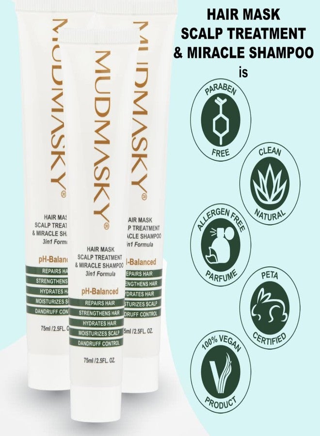 MUDMASKY Hair Mask Scalp Treatment & Miracle Shampoo 3in1 75ml / 2.5FL. OZ. - Image 3