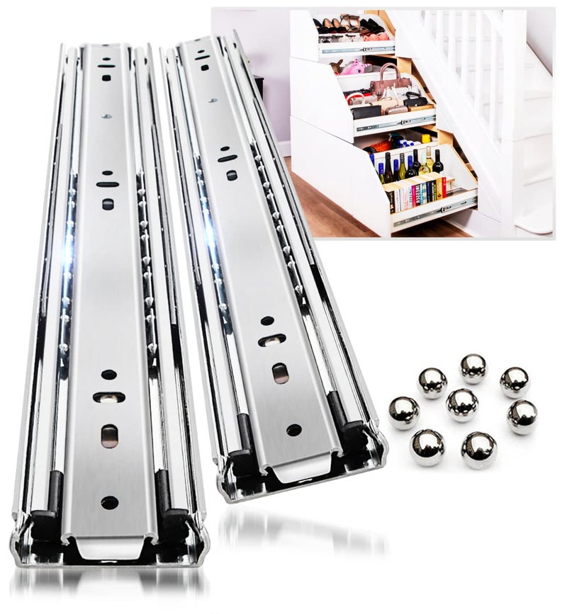 YENUO Heavy Duty Drawer Slides Full Extension Side Mount 12 14 16 18 20 22 24 26 28 30 32 34 36 40 Inch Metal Rails Track Guide Glides Runners 150 Lbs 1 Pair (Without Lock, 22 inch) - Image 1