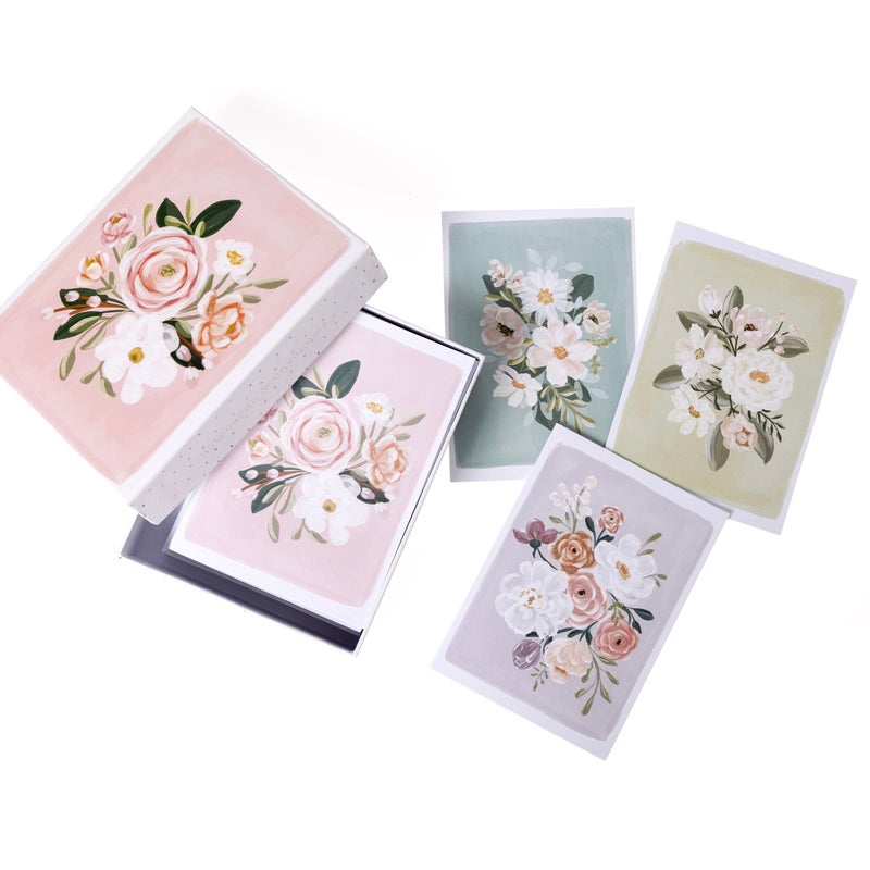 Graphique Floral Assorted Cards | Pack of 20 Blank Cards with Envelopes | All Occasion Greetings | 4 Assorted Designs with Glitter Accents | Boxed Set for Personalized Notes | 4.25" x 6" - Image 4