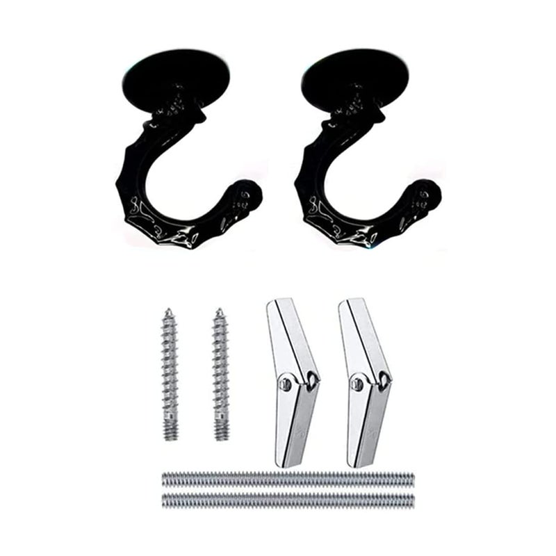 GDQLCNXB Ceiling Hooks Heavy Duty Swag Hook Hanging Plants Chandeliers Wind Chimes Ornament Hooks for Home Office Kitchen 2 Sets Black Large