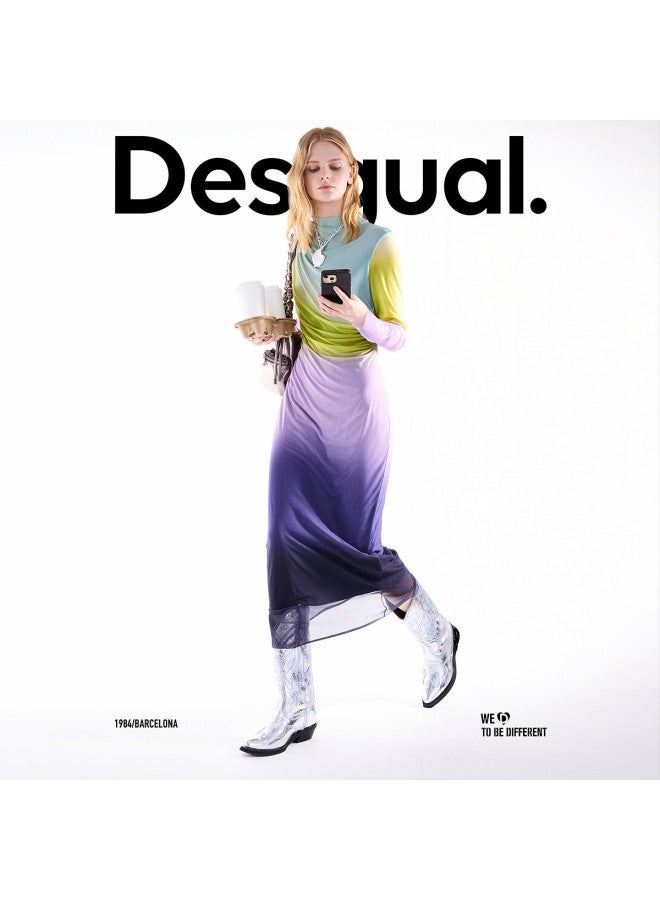 DESIGUAL 25 Fall/winter New Collection Multi-color Printed Stretch High-neck Dress - Image 3