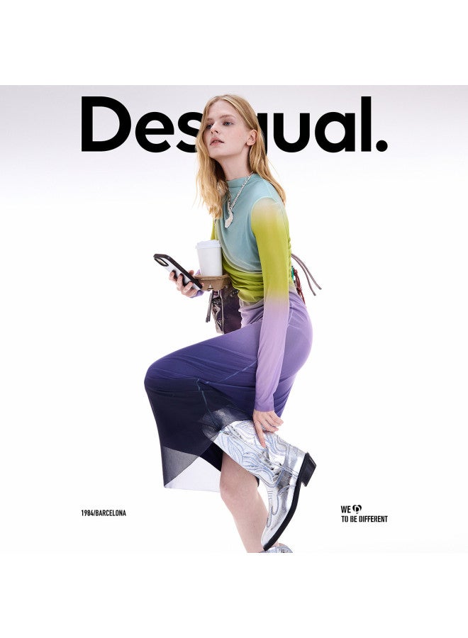 DESIGUAL 25 Fall/winter New Collection Multi-color Printed Stretch High-neck Dress - Image 2