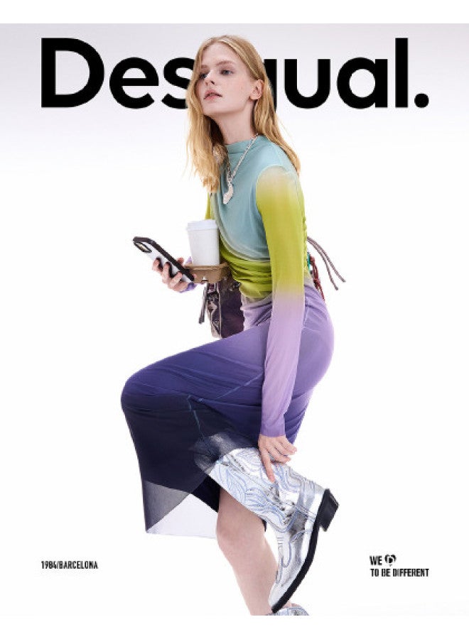 DESIGUAL 25 Fall/winter New Collection Multi-color Printed Stretch High-neck Dress - Image 1