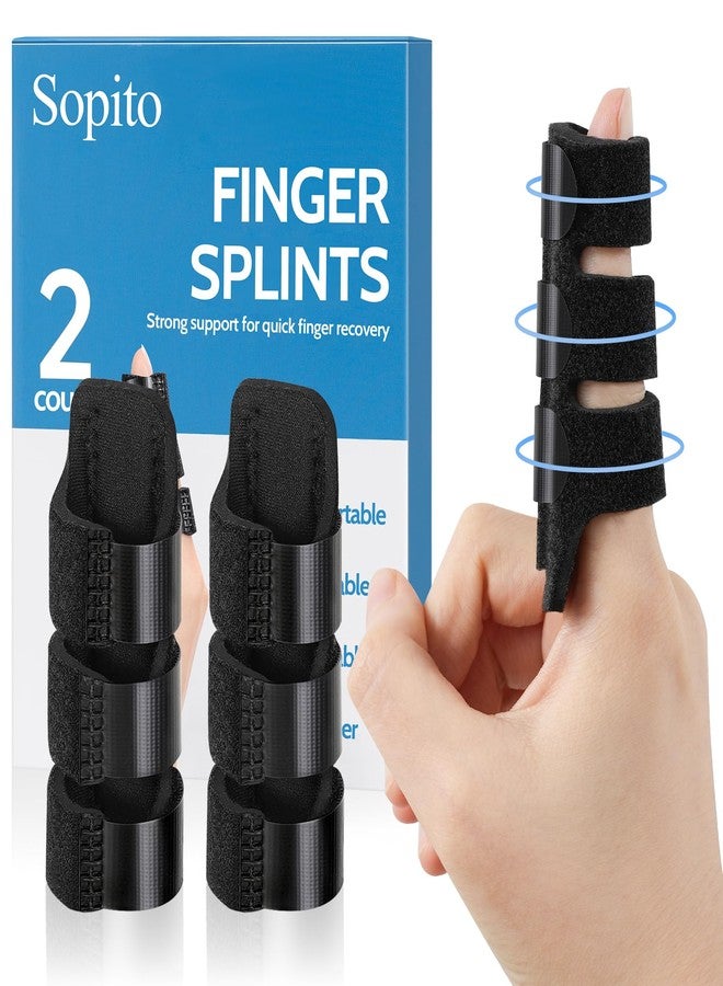 Sopito Finger Splint, 2pcs Finger Brace for Index, Middle, Ring Fingers Straightening Arthritis Knuckle Immobilization - Image 1