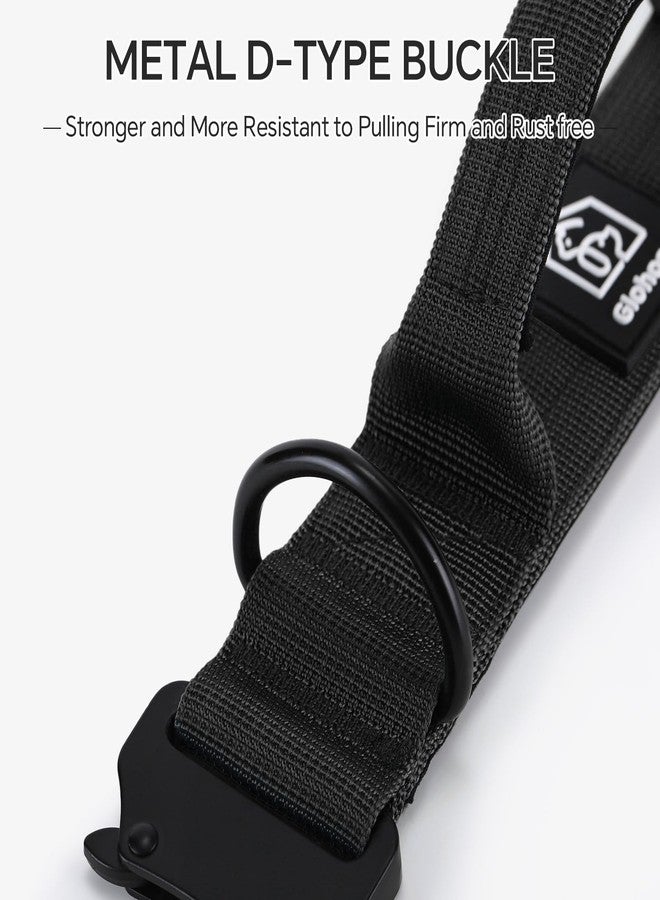 Glohoop Tactical Thick Dog Collar, Adjustable Training Nylon Dog Collar, Heavy Duty Metal Buckle & Control Handle for Small Medium Large Dogs (15-21, L, Black) - Image 5