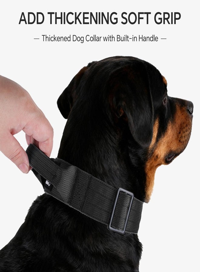 Glohoop Tactical Thick Dog Collar, Adjustable Training Nylon Dog Collar, Heavy Duty Metal Buckle & Control Handle for Small Medium Large Dogs (15-21, L, Black) - Image 4