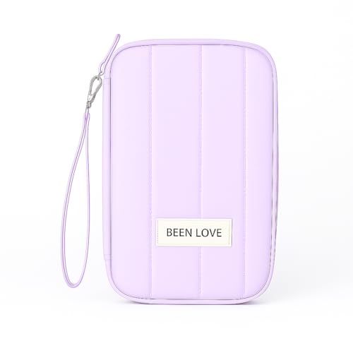 Coslifestore Quilted Travel Wallet Organizer – Waterproof Passport Cover/Passport Holder Pouch with Card Slots & Wrist Strap –Ideal for Travel/Travel Document Organiser for Men & Women (Purple) - Image 1